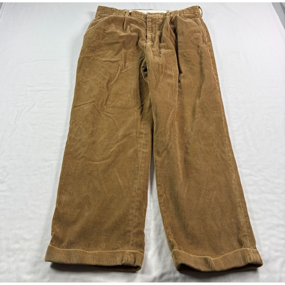 Brooks Brothers Corduroy Pants Mens 36x30 (Fits 34x29) Brown Pleated Elliot Fit